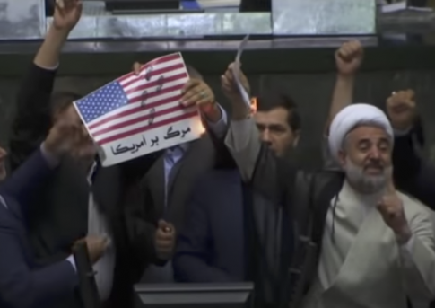 Iranian Lawmakers Burn American Flag in Parliament