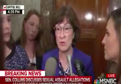 Collins on Kavanaugh Allegations: I Want Both the Nominee, His Accuser to Testify Under Oath