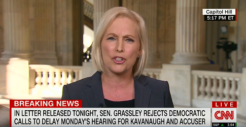 Dem Senator Gillibrand Tells Kavanaugh Accuser Not to Participate in 'Sham Hearing'