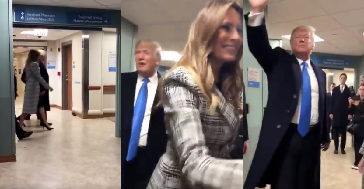 Hospital Workers Cheer President Trump and Melania in Pittsburgh