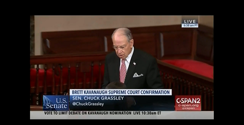 Grassley: 'It Would Be a Travesty' Not to Confirm Kavanaugh