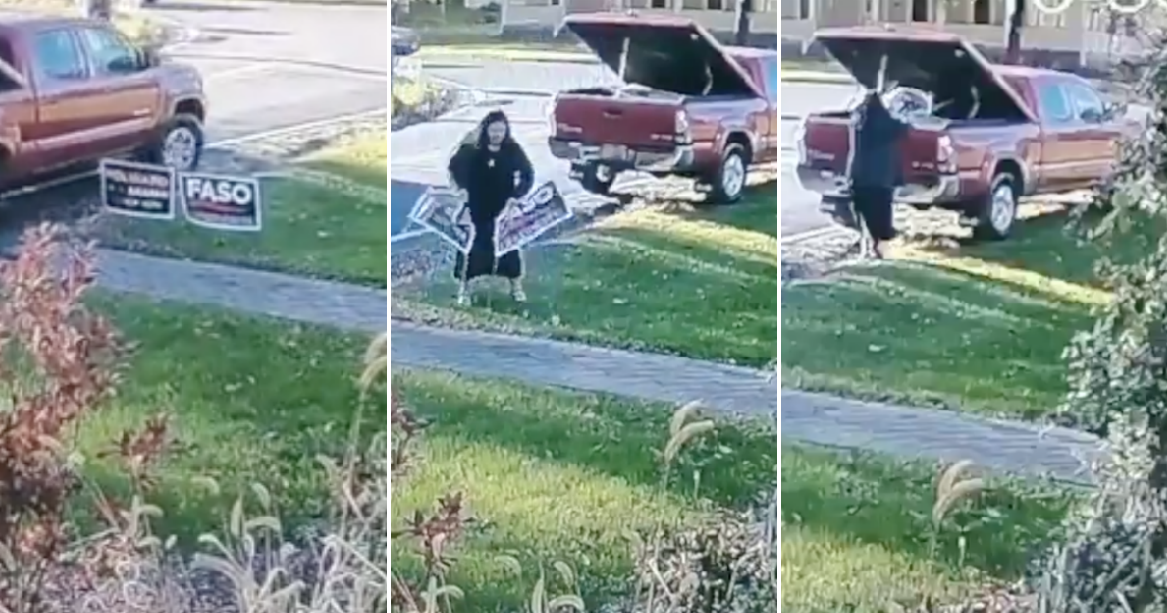 University Lecturer Caught On Video Stealing GOP Yard Signs in New York