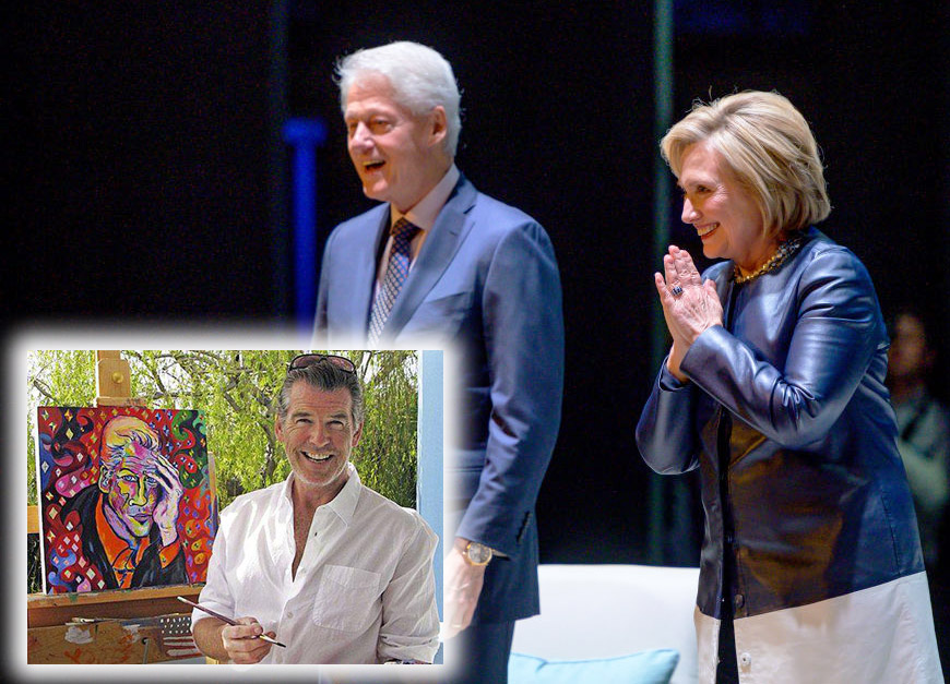 ALERT: The Clintons Are Collectors of Pierce Brosnan Paintings