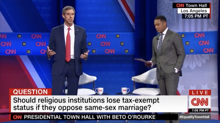 Beto: Religious Institutions Should Lose Tax-Exempt Status for Same-Sex Marriage Opposition