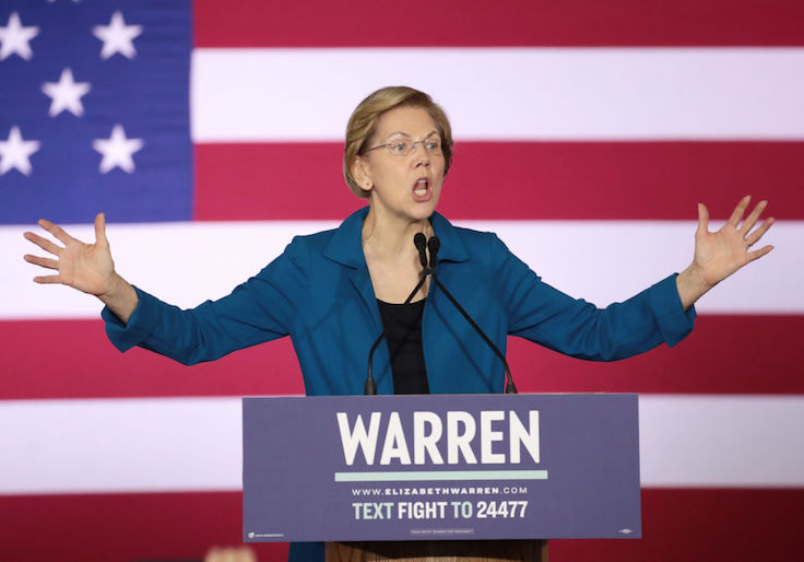Warren Issues Broadside Against Mainstream Media as Campaign Falters