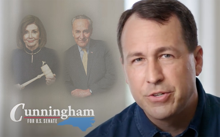 Democrat Cal Cunningham Is a Democrat But Doesn't Want Voters to Know He's a Democrat