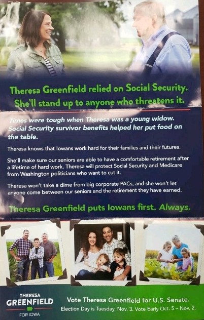 Iowa Farmer Featured on Greenfield Mailer Says He Supports Ernst
