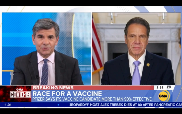 Cuomo: 'Bad News' a Vaccine Is Coming During Trump Administration