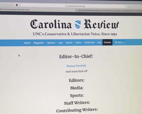 Hacker Erases UNC Conservative Student Publication's Website