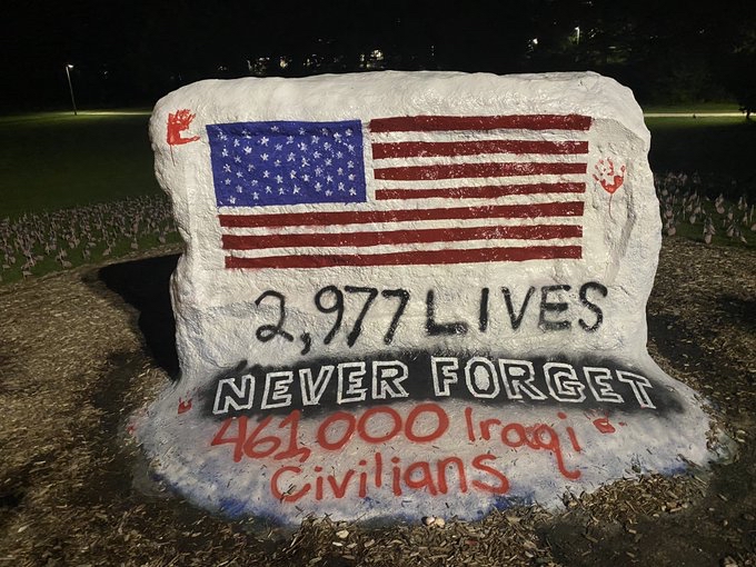 Anti-War Vandals Deface 9/11 Memorial at Michigan State University
