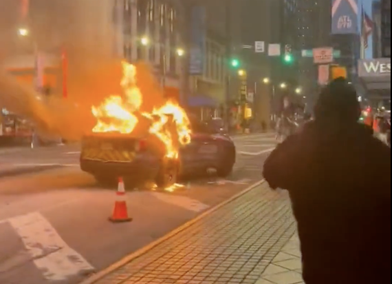 Antifa Rioters Rampage Through Atlanta, Torch Police Vehicle