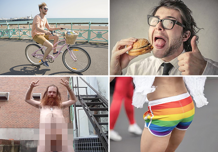 This Is the Future Liberals Want: Reckless Cyclist Brawls with Naked Hippie Outside Burger Joint Flying Gay Pride Flag