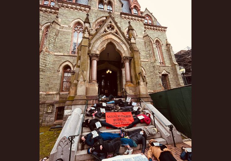 Anti-Israel UPenn Faculty Group Blocks Access to Campus Building During ‘Die-In’ Protest