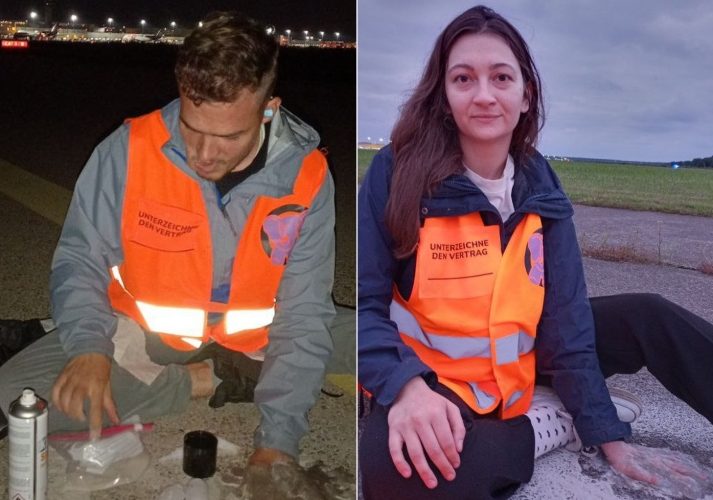 Climate Activists Glue Hands to Runway, Halting Flights at German Airport
