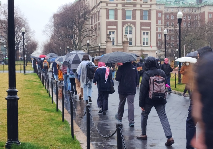 Masked Protesters Rally Against Columbia's New Mask Policy, Testing School's Resolve To Deliver Trump-Imposed Reforms