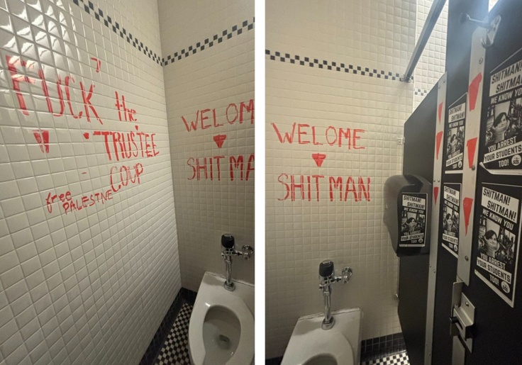 Columbia University Radicals Welcome New President By Vandalizing Campus Bathroom With Hamas Triangle