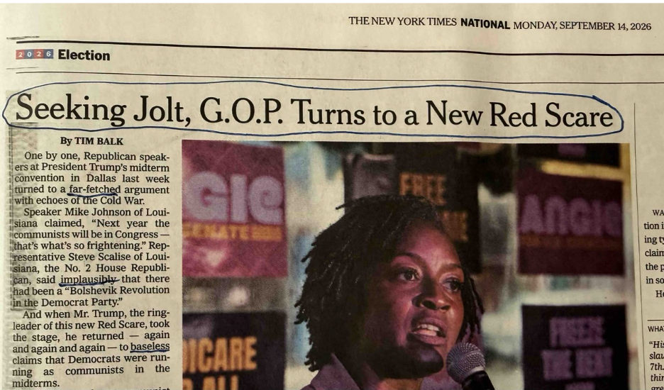 New York Times calls GOP accusations that Democrats are communists “baseless”